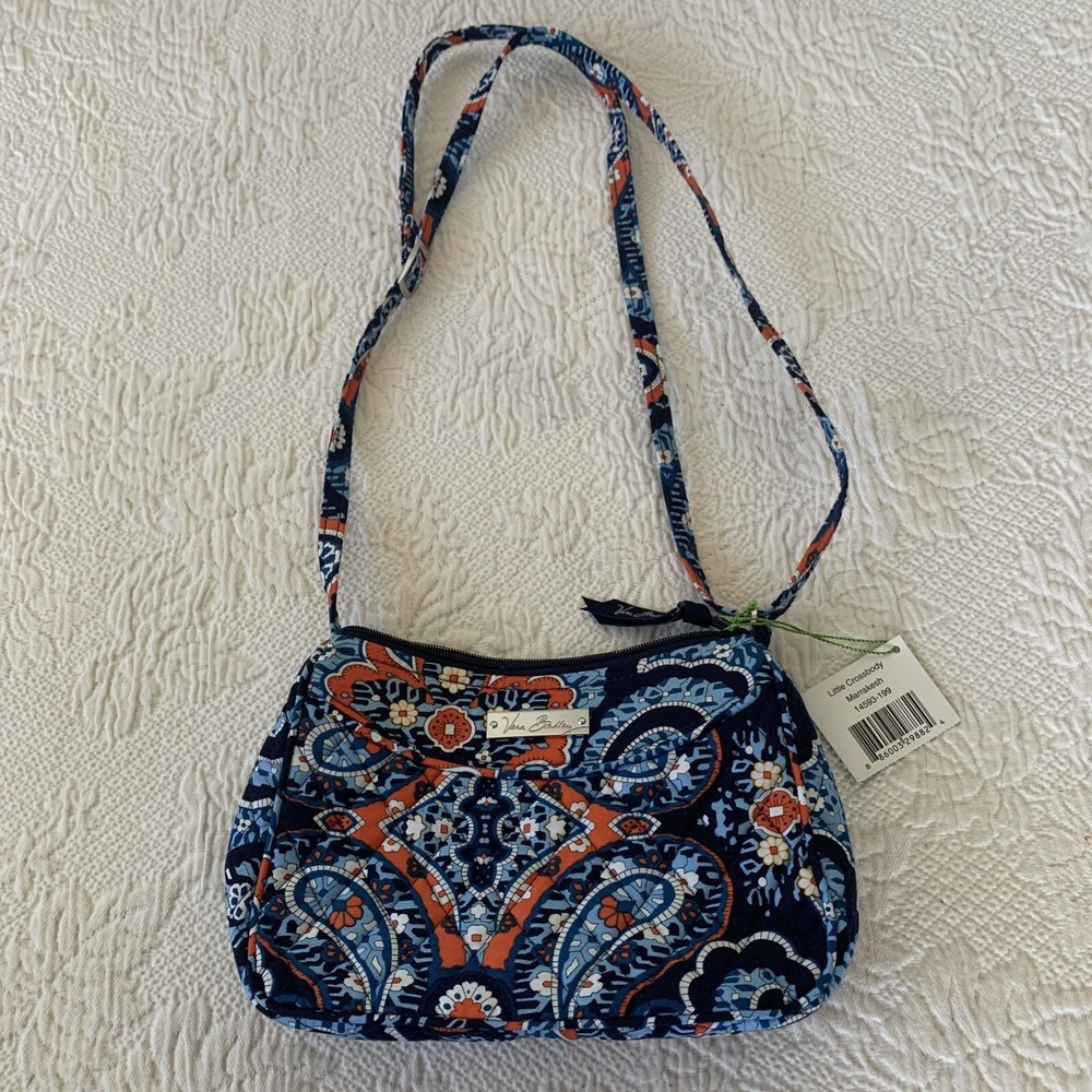 Vera Bradley Little Crossbody Bag Small Marrakesh Blue Paisley NWT